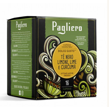 PAGLIERO - Dolce Gusto - Solubile - Tè Nero Limone/Lime/Curcuma - Conf 16