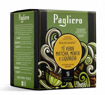 PAGLIERO - Dolce Gusto - Solubile - Tè Verde Matcha/Menta - Conf 16