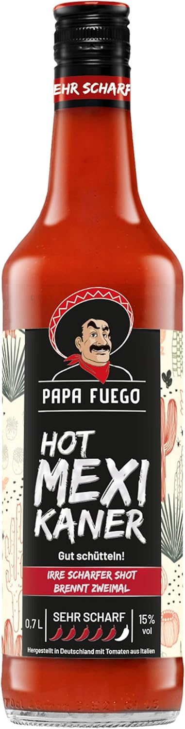 Papa Fuego Mexikaner (1 x 0.7 l) | Sehr scharfer Tomatenschnaps