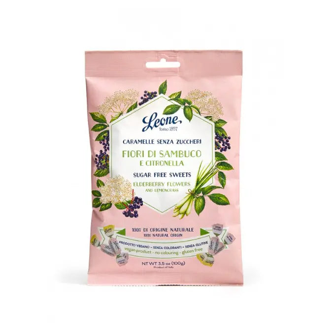 LEONE - Candies - Elderberry flowers & lemongrass SUGARFREE - შაქრის გარეშე