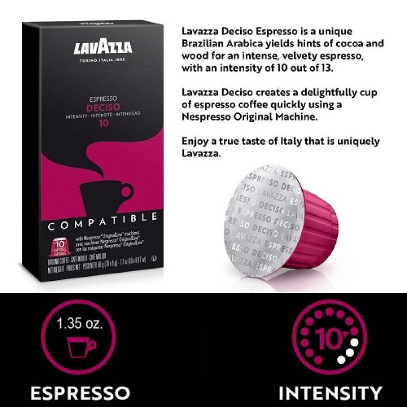Lavazza Deciso Nespresso თავსებადი კაფსულები , ინტენსიობა:10 - 10 კაფსულა