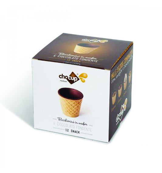 FOODRINKS - BISCOTTI - Chocup medium cc 60 - conf. 12 - ბელგიური შოკოლადით ამოვლებული ვაფლის ჭიქები 60 მგ. - 12ც